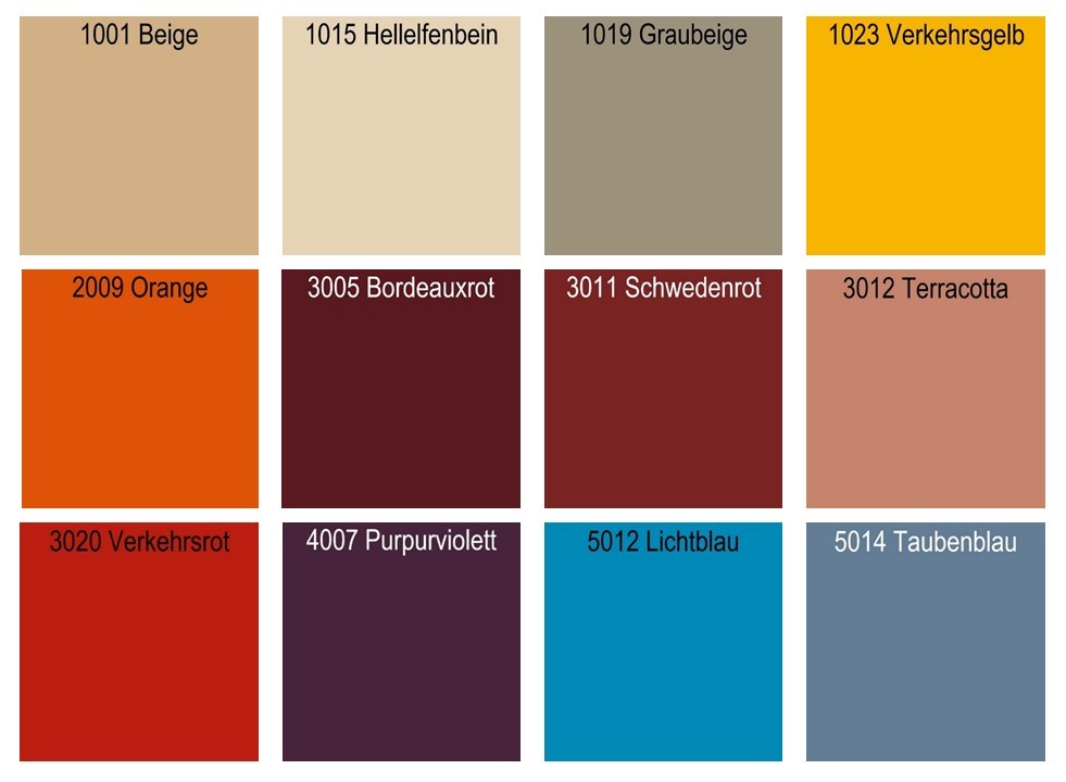 Große Auswahl an RAL-Farben